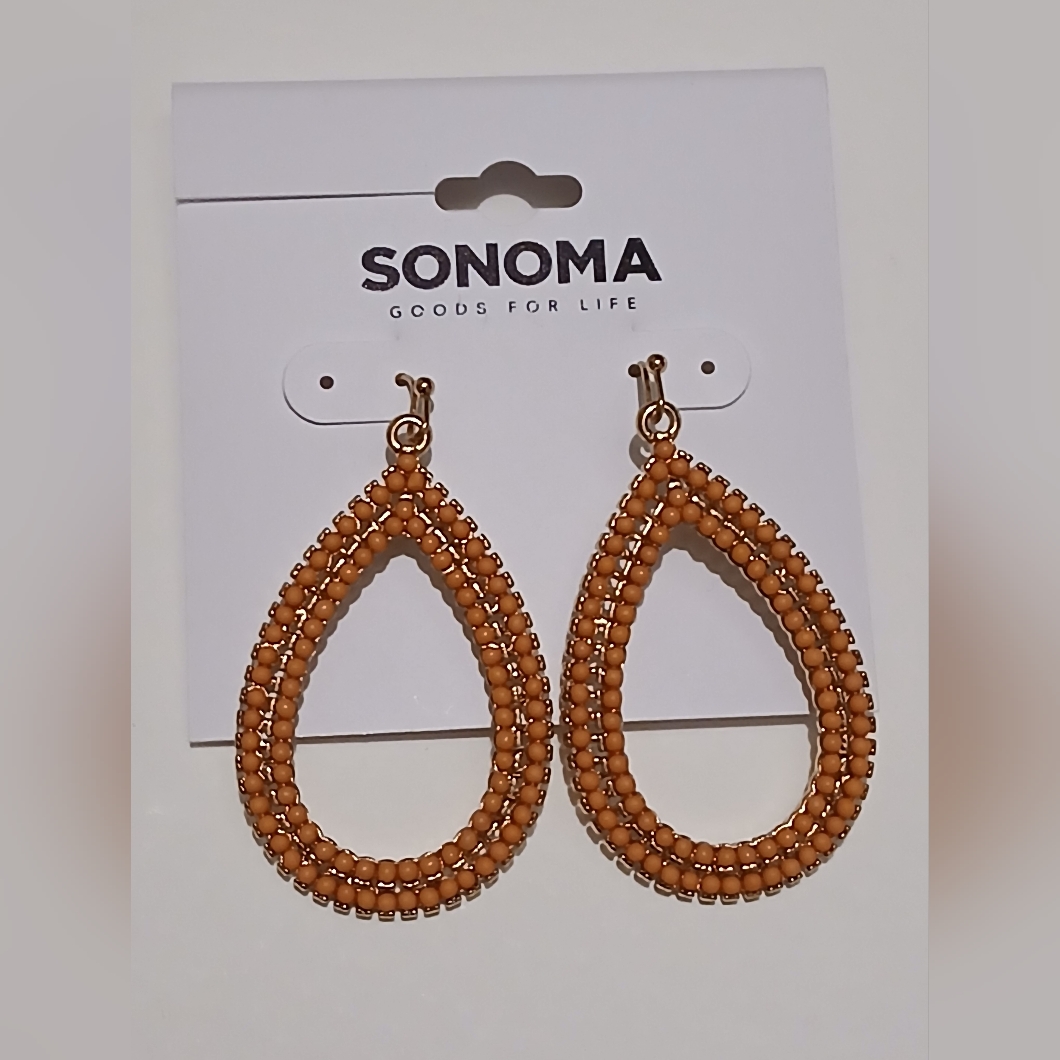 Sonoma Dangle Drop Gold Tone Orange Oval Earrings A20 15$